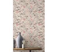 Non-woven wallpaper Rasch floral flowers cream brown pink 580761 (3,56£/1qm)