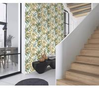 Non-woven wallpaper Rasch jungle watercolor look cream green 580624 (3,56£/1qm)