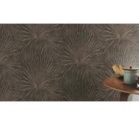 Non-woven wallpaper Rasch leaves abstract black gold Lirico 555745 (4,09£/1qm)