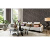 Non-woven wallpaper Rasch pattern waves grey brown metallic 608007 (4,08£/1qm)