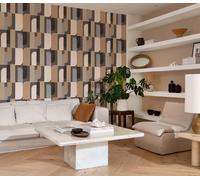 Non-woven wallpaper Rasch plain textile look light brown 330045 (3,38£/1qm)
