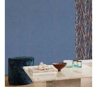 Rasch Paraiso 330090 Plain Non-Woven Wallpaper in Light Blue with Linen Look, Textile Structure