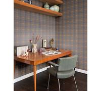 Rasch 537451 Checked Non-Woven Wallpaper in Anthracite, Grey and Brown from The Curiosity Collection - 10.05 m x 0.53 m (L x W)