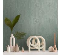 As Creation Bricoflor Non-Woven Wallpaper, Modern Wallpaper, Pattern, Scandinavian In Gold, Green, Silver - 10,05 X 0,53 M
