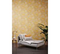 Non-woven Wallpaper Rhombuses Wildflowers Vintage Yellow 39117-2 (3,94£/1qm)