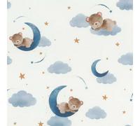 Non-Woven Wallpaper Sleeping Bears In Blue By Rasch 321005