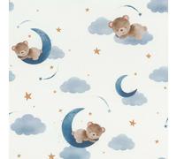 NON-WOVEN WALLPAPER SLEEPING BEARS IN BLUE BY RASCH PASTE THE WALL 321005
