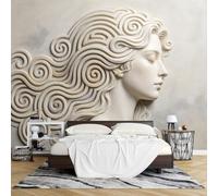 Non-Woven Wallpaper, Spiral Wavy-Hair Gr oddess Wall Mural 400 x 280 cm 3D Photo Wallpaper Sculpture Inspired Wall Art for Living Room Bedroom Decor Background
