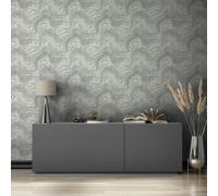 Non-woven wallpaper stone look marble effect wave pattern grey 45758 (3,65£/1qm)