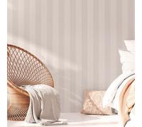 A.S. Création 386653 Striped Wallpaper Grey White PVC-Free Wallpaper Striped 10.05 m x 0.53 m Made in Germany