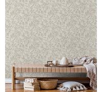 Non-woven wallpaper tendrils leaf pattern cream beige metallic 82441 (3,55£/1qm)