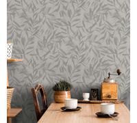 Non-woven wallpaper tendrils leaf pattern grey beige metallic 82440 (3,55£/1qm)