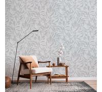 Non-woven wallpaper tendrils leaf pattern white grey metallic 82439 (3,55£/1qm)