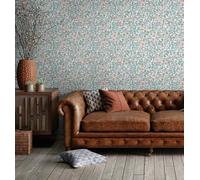 Non-woven wallpaper tendrils pattern floral leaves blue orange 47627 (6,50£/1qm)