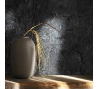 Non-woven wallpaper tile pattern slate stone look black grey 45765 (4,01£/1qm)