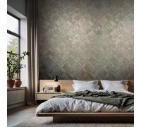 Non-woven wallpaper tiles wood look blue copper metallic 35512 (5,97£/1qm)