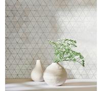 Non-woven wallpaper triangles concrete cream bronze metallic 82424 (3,07£/1qm)