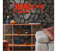 Livingwalls Cosmopolitan 791087 Non-Woven Wallpaper with Leaves Design in Black, Grey, Blue, Silver - Exotic Jungle Wallpaper 10.05 m x 0.53 m