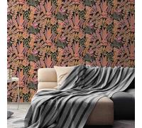 Non-woven wallpaper tropical floral black rose gold metallic 39095-3 (3,90£/1qm)