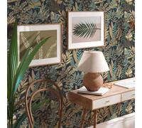 Non-Woven Wallpaper Tropical Floral Blue Green Gold Metallic 39095-5 (3,71£/1qm)