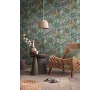 Non-woven Wallpaper tropical jungle leaves green blue grey 39222-3 (3,94£/1qm)