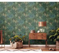 Non-woven Wallpaper tropical jungle leaves green yellow blue 39222-4 (4,59£/1qm)