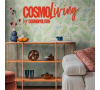 Non-woven wallpaper tropical leaf pattern cream green gloss 79108-4 (4,98£/1qm)