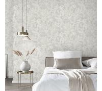 Erismann 10416-10 Non-Woven Wallpaper Jungle Leaves Tropical Watercolour Grey White