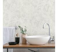 Non-woven wallpaper tropical leaf pattern jungle white grey 10416-31 (2,94£/1qm)