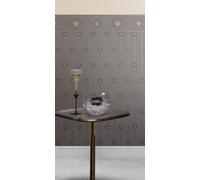 Non-woven wallpaper Versace logo stripe grey gold metallic 79131-4 (9,19£/1qm)
