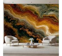 Non-Woven Wallpaper Vintage Marble Yellow 3D Wall Art Photo Wallpaper Wall Mural Home Bedroom Living Room Poster Decoration Abstract Geometric Marble Wall Paper 350x256cm(W x H)