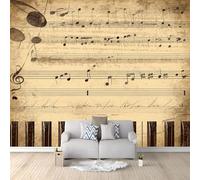 Non-Woven Wallpaper Vintage Music Notes Piano Keys 3D Wall Art Photo Wallpaper Wall Mural Home Bedroom Living Room Poster Decoration 200 x 140 cm