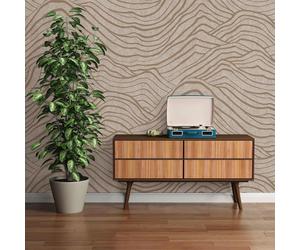 Non-woven wallpaper waves plaster look gray gold metallic 39507-1 (3,65£/1qm)