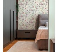 Non-woven wallpaper wildflowers leaves light green purple 39746-3 (3,29£/1qm)