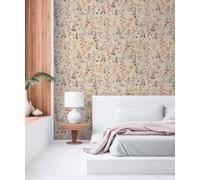 Non-woven wallpaper wildflowers watercolour look beige brown 39606-2 (4,45£/1qm)