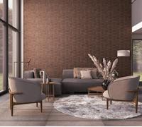 Non-woven wallpaper wood look tiles motif graphic brown copper 33361 (4,45£/1qm)