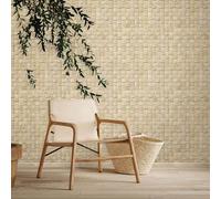 Non-woven wallpaper wood weave look 3D effect beige cream 45740 (4,01£/1qm)