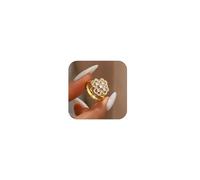 NONAMOIS Gold Rings for Women Open Anti Anxiety Spinner Ring Adjustable Fidget Rings Evil Eye Flower Ring Jewelry, Brass, Cubic Zirconia