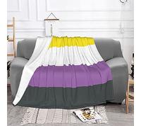Nonbinary Blanket Non-Binary Genderqueer Pride Flag Throw Blankets,Colorful Stripes Ultra Soft Cozy Fleece Blanket,Plush Warm Fuzzy Blankets for Bed Sofa Decor 50"x40"
