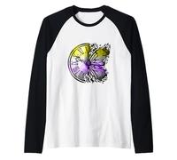 Nonbinary Flag Butterfly Time Non Binary Pride Non Binary Raglan Baseball Tee