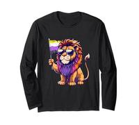 Nonbinary Lion LGBTQ Non Binary Pride LGBT Nonbinary Flag Long Sleeve T-Shirt