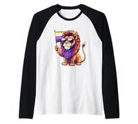 Nonbinary Lion LGBTQ Non Binary Pride LGBT Nonbinary Flag Raglan Baseball Tee