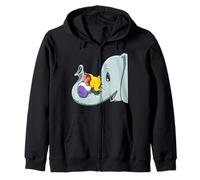 Nonbinary Mama Elephant Protecting Pride Kids Zip Hoodie