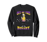 Nonbinary Out of This Binary Alien Peace Sign Enby Pride Sweatshirt
