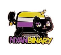 Nonbinary Pride Nyanbinary Nyan Cat Pun Kawaii Chibi Style & LGBTQ Enby Pride Flag Colors