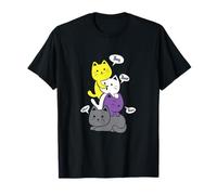 Nonbinary They Their Them Meow Cute Non-Binary Flag Kawaii T-Shirt