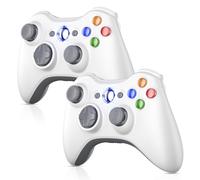 Nonbliep 2 Pack for Xbox 360 Controller, Compatible with Xbox 360 & Slim/PC Windows 10/8/7, with Upgraded Joystick/Dual-Vibration/2.5mm headphone Jack for Xbox Controller Wireless White
