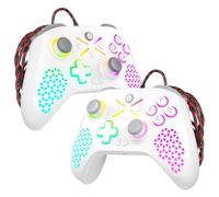 Nonbliep LED Lighting 10ft Wired for Xbox Controller, Compatible with Xbox Series X|S, Xbox One X|S, PC, Steam, Wired Gamepad with Turbo/Macro Function/Dual Vibration/3.5mm Audio Jack White 2 Pack