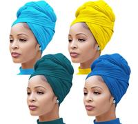 Nonbongoy 4 Pcs Hair Scarves for Black Women Long and Large Stretchy Turban Headscarf for Sleeping Gift