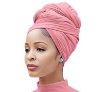 Nonbongoy Head Wraps for Black Women Stretch Headwraps Large Hair Wraps Hijab Scarves for Muslim Head Scarf Turban Headbands, 1-pink Headwrap, 71''x 32''